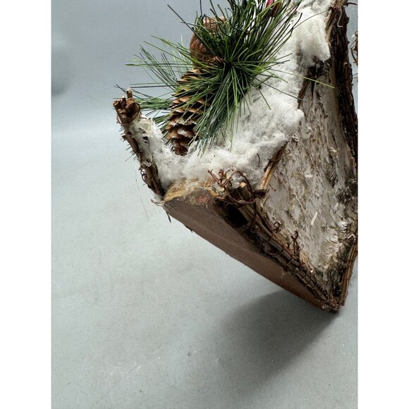 Rustic Birch Bark & Pine Cone Basket Handle Christmas decor wall handing READ - Picture 5 of 9